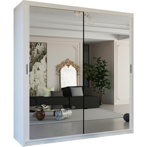 (100cm white) Chicago Sliding Double Mirror Door Wardrobe 2
