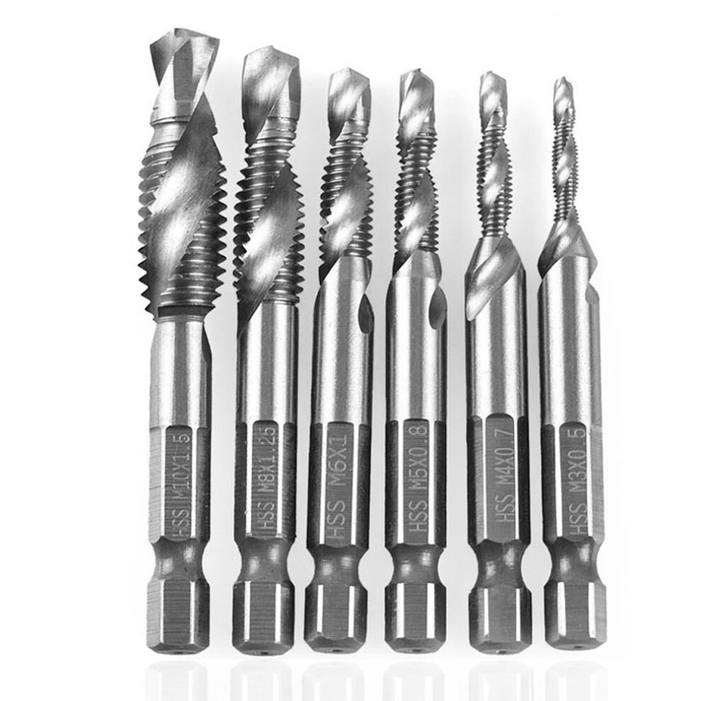 6PCs Hex Shank Screw Tap Drilling Tapping Tools