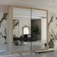 (120cm Oak) Chicago Sliding Double Mirror Door Wardrobe