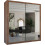 (150cm Walnut) Chicago Sliding Double Mirror Door Wardrobe 3