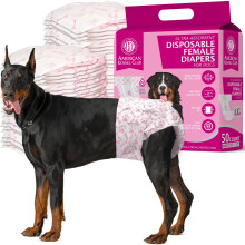 American Kennel Club Female Dog Wrap Disposable Diapers with Wetness Indicator Large 50 Count