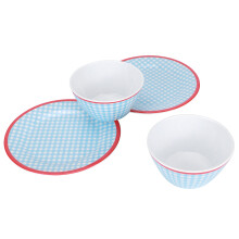 Hellblauer 4er Salatschüssel-Set aus Nachahmungs-Porzellan, 22,5 cm Geschirr