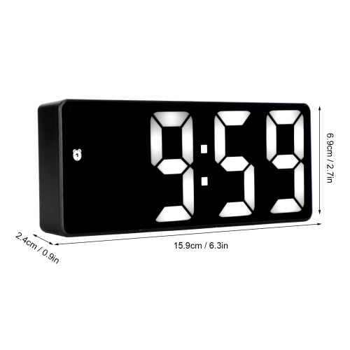 LED Mirror Alarm Clock, 15.9x6.9cm, USB Rechargeable, Black 1