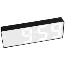 LED Mirror Alarm Clock USB Rechargeable Digital Table Clock Black & White