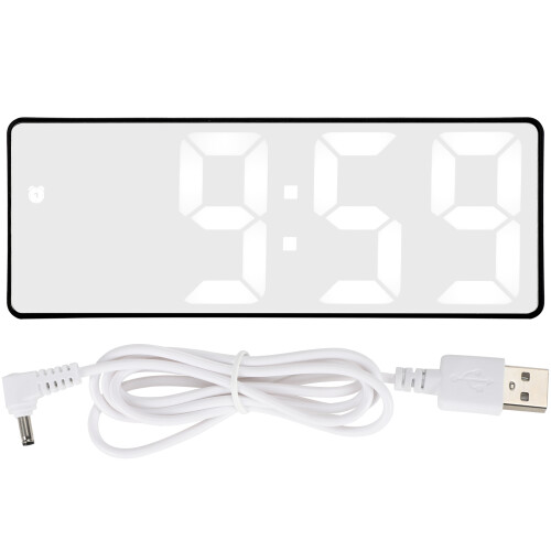 LED Mirror Alarm Clock USB Rechargeable Digital Table Clock Black & White 1