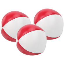 Tragbares 3-teiliges rotes und weißes Jonglierball-Set für alle Schwierigkeitsgrade, 6,4 cm