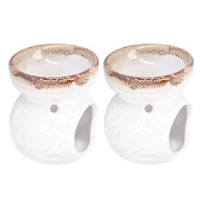 2pcs Ceramic Essential Oil Burner Aromatherapy Incense Stove 30ml White