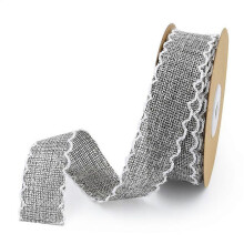 Roll 10 Meters Linen Ribbon Burlap Ribbon Fabric Ribbon DIY Lace Trim Ribbon for DIY Craft Gift Floral Arrangement Wedding Decor Gray