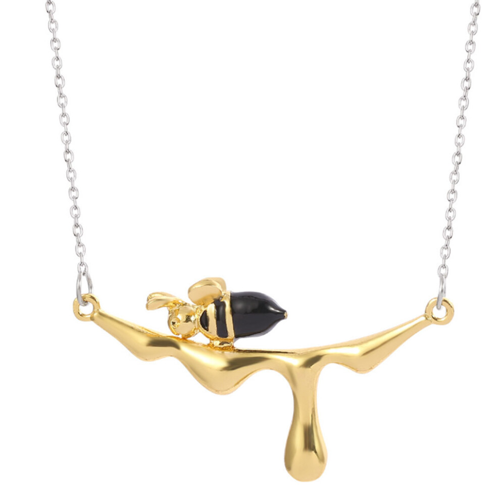 Minimalist Pendant Necklace With Bee And Water Drops Honey For Women-image-OPC-PK92D8T-NEW