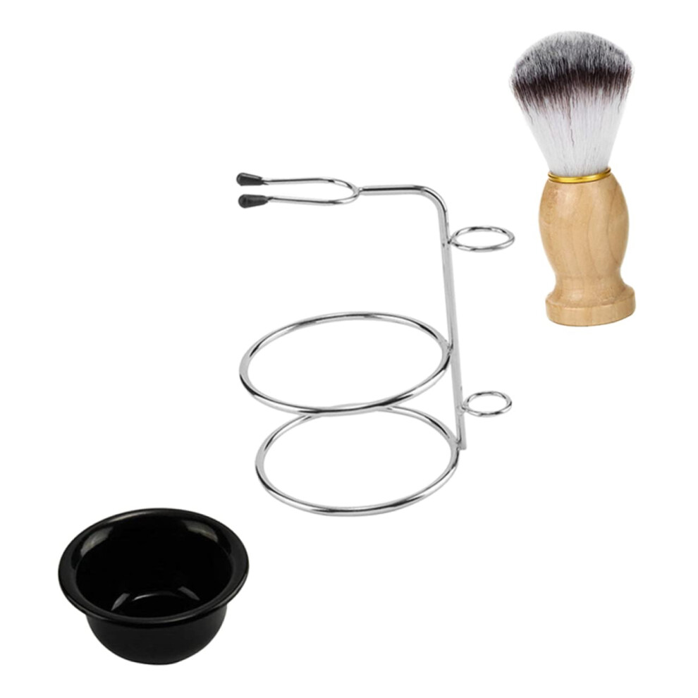 Shaving Brush Holder Set with Bowl for Men - Stainless Steel Beard Care Kit for Clean Shaving and Grooming