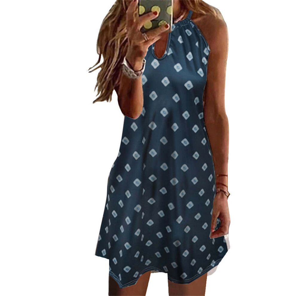 (Dark Blue, 2XL) Printed Casual Dress Sleeveless Sundress Beach Vacation Summer-image-OPC-PK92NWT-NEW