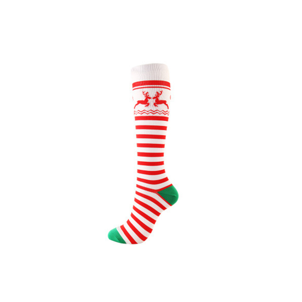 (Stripe, LXL) 1 Pair Christmas Compression Sock Fashion Sports Socks Anti Fatigue-image-OPC-PK92P8P-NEW