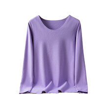 (Light Purple, M) Women Thermal Underwear Banquet Warm Lingerie Round Neck Base Layer