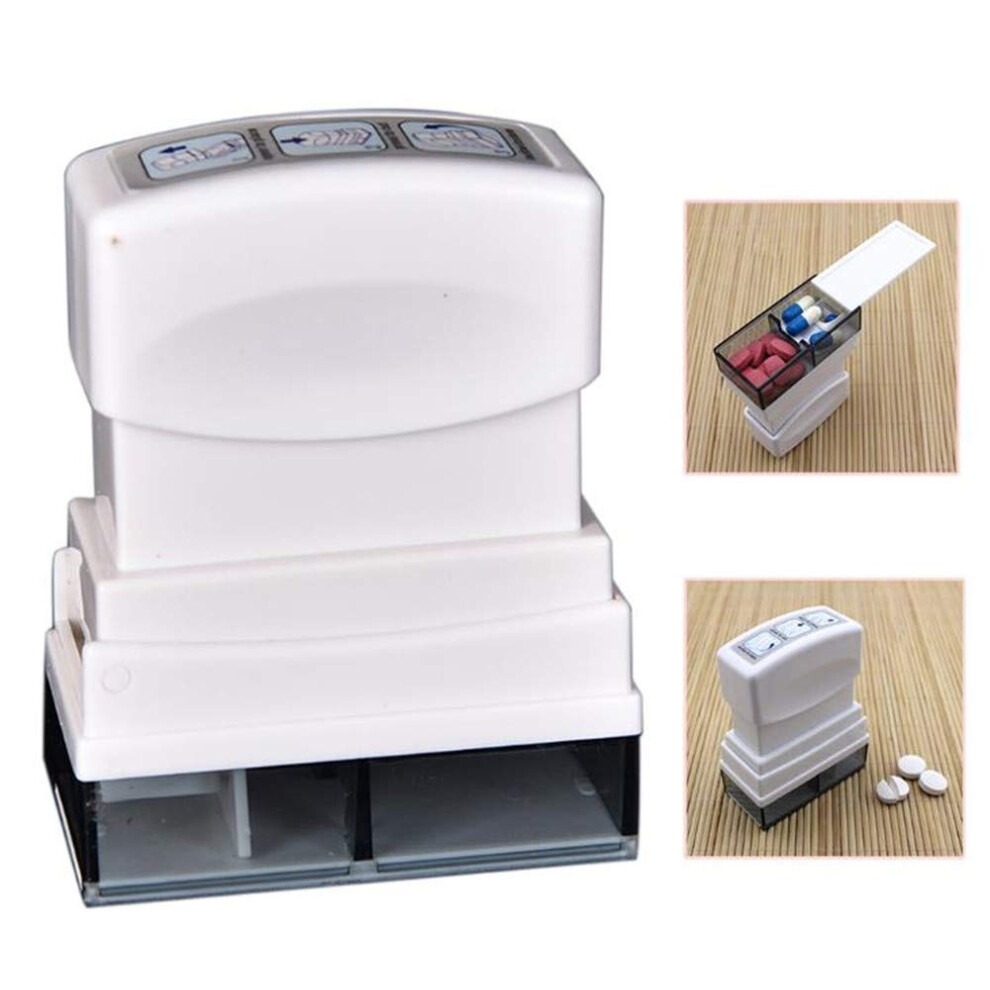 Medicine Cutter Pill Separator Container with Safe Organization Box for Home and Travel, Compact Design, Easy to Use