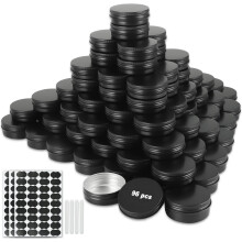 OBKJJ Pacote de 96 latas redondas com tampa de rosca Latas de metal de alumnio de 2 onas DIY Recipientes de velas de comida para barras de lo