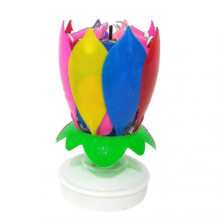 (Yellow) 2025 Magical Birthday Candle Musical Birthday Candles Rotatable Lotus Flower Birthday Cake Toy For