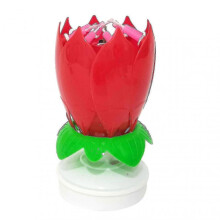 (Purple) 2025 Magical Birthday Candle Musical Birthday Candles Rotatable Lotus Flower Birthday Cake Toy For