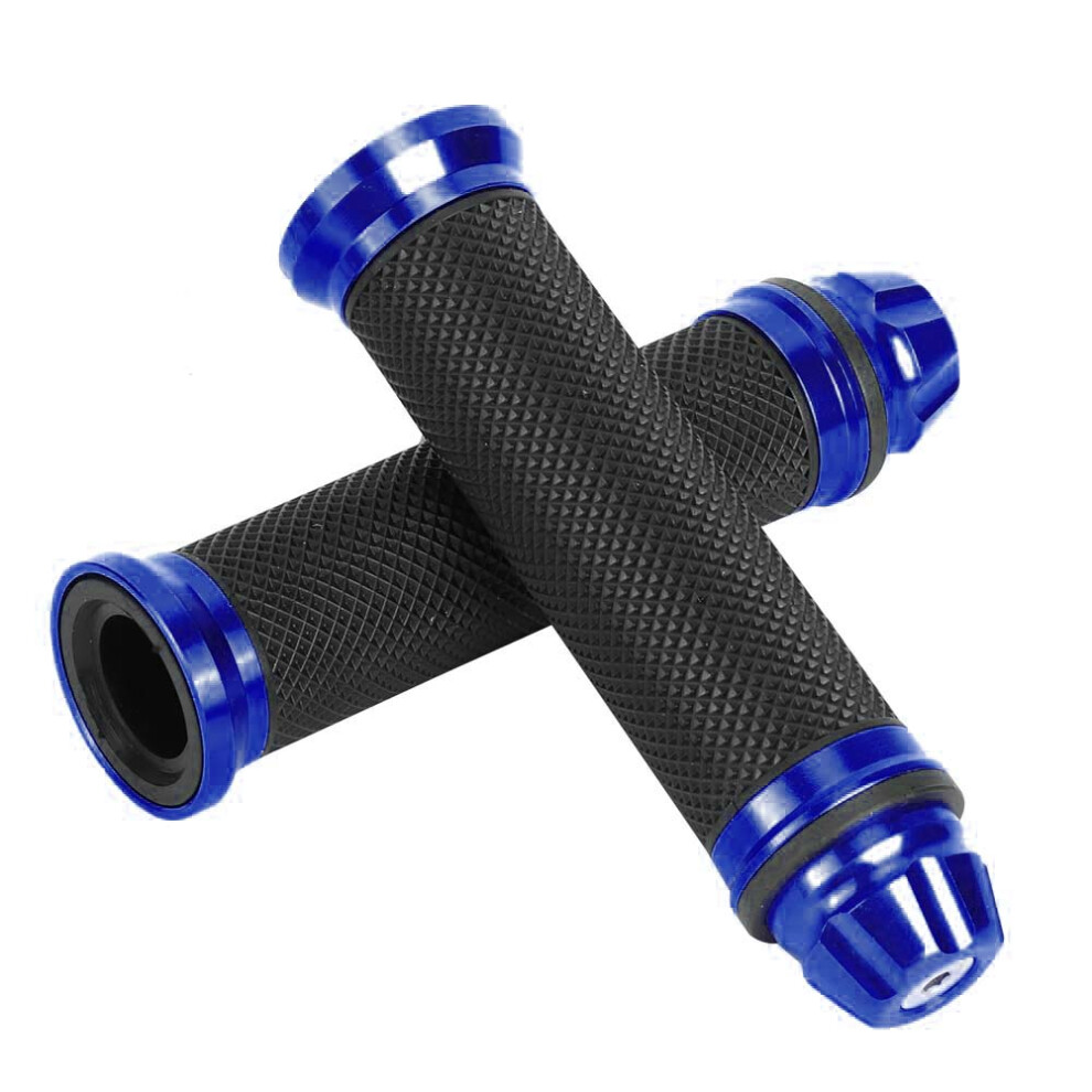 Motorcycle Cnc Aluminum Rubber Handlebar Hand Blue 8320539636122