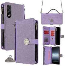 (Purple) 2025 For OnePlus Nord 5 5G Case Cross Texture PU Leather + TPU Wallet Phone Cover with Strap