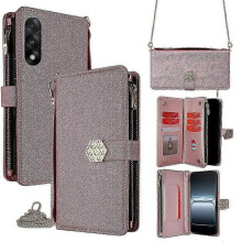 (Rose Gold) 2025 For OnePlus Nord 5 5G Case Cross Texture PU Leather + TPU Wallet Phone Cover with Strap