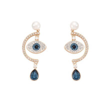 (Guardian Eye Devil Earrings) Devil's Eye Lucky Palm Horseshoe Necklace for Women, Swarovski Element Crystal Collarbone chain for women.