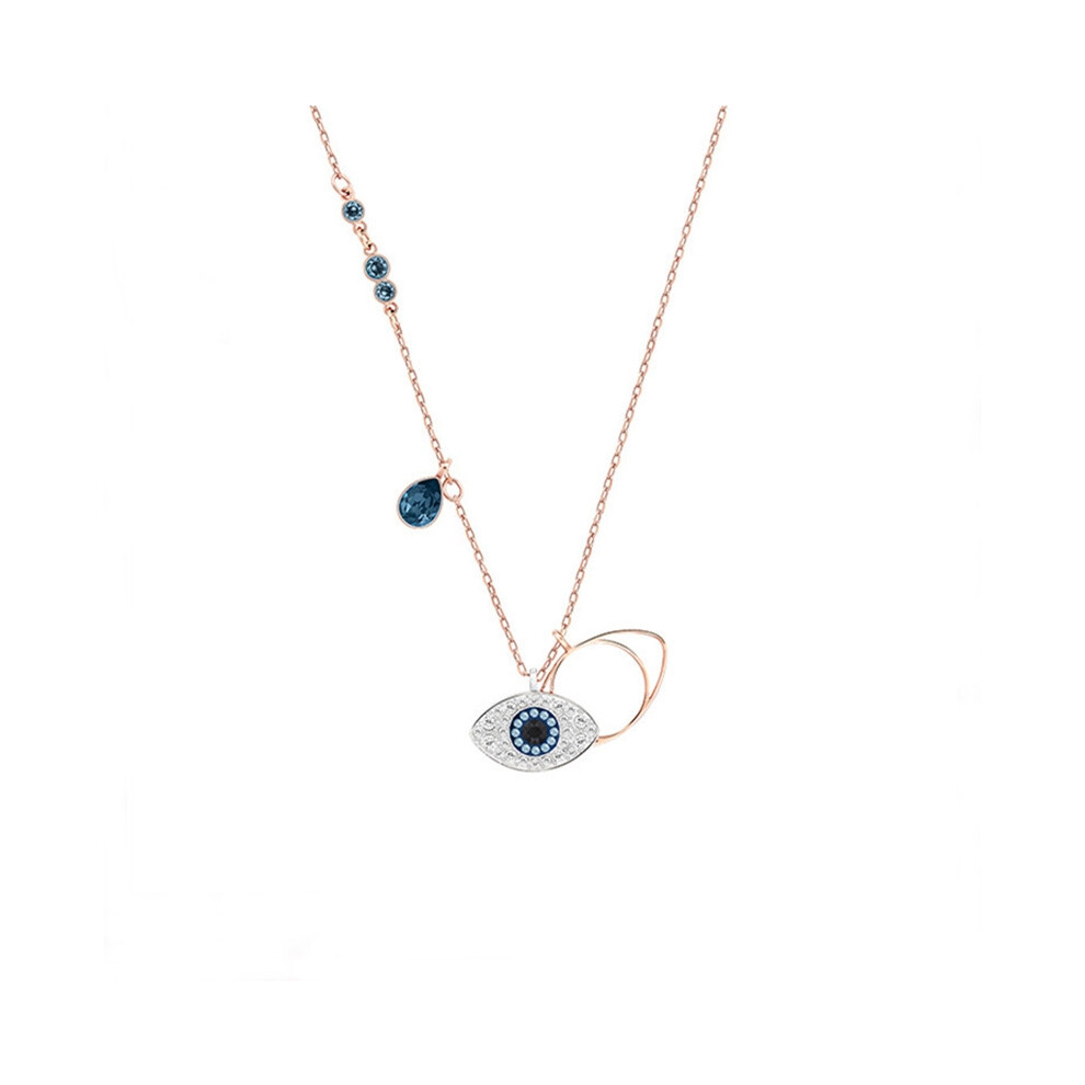 (Rose gold devil necklace) Devil's Eye Lucky Palm Horseshoe Necklace for Women, Swarovski Element Crystal Collarbone chain for women.