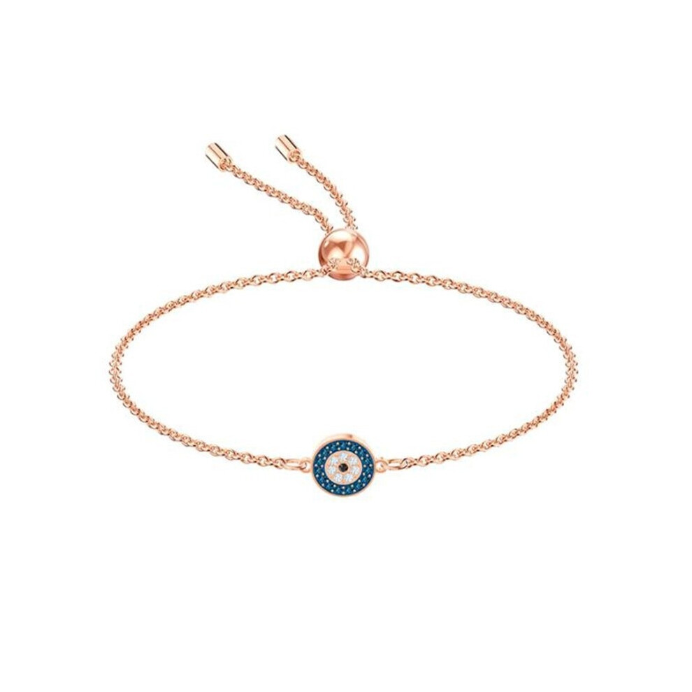 Women's Gold (Rose Round Bracelet) Devil's Eye Lucky Palm Horseshoe Necklace For Swarovski Element Crystal Collarbone Chain For