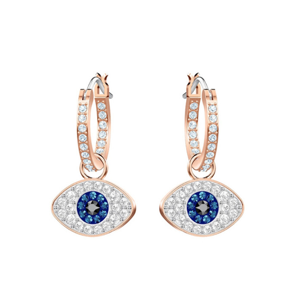 Women's Gold (Rose Devil Earrings) Devil's Eye Lucky Palm Horseshoe Necklace For Swarovski Element Crystal Collarbone Chain For