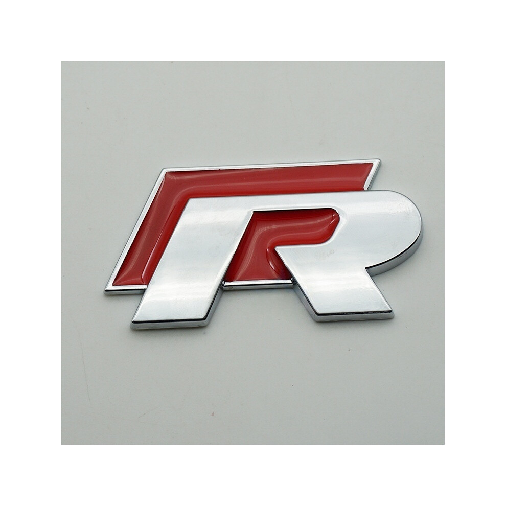 (Red, R) Fit VW R / Rline Car Badge Sticker - Red & Black Alloy Material, Exterior Tail Emblem & Body Decal for Vehicle Styling Upgrade
