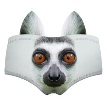 (Wolf, S(Waost66-98cm)) Cute Animal Print Panties 5Pcs , 3D Stereo Ears, Sexy Low-waist Panties, Wrapped Buttocks