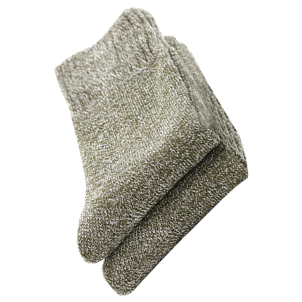 (Solid army green) 5 Pairs Mens Winter Socks Casual Foot Cover Mid-calf Floor Thickened-image-OPC-PK95BGR-NEW