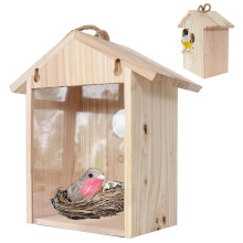 Vogelnestkasten mit Saugnäpfen, hängendes Holznest, Vogelfutterspender für den Außenbereich