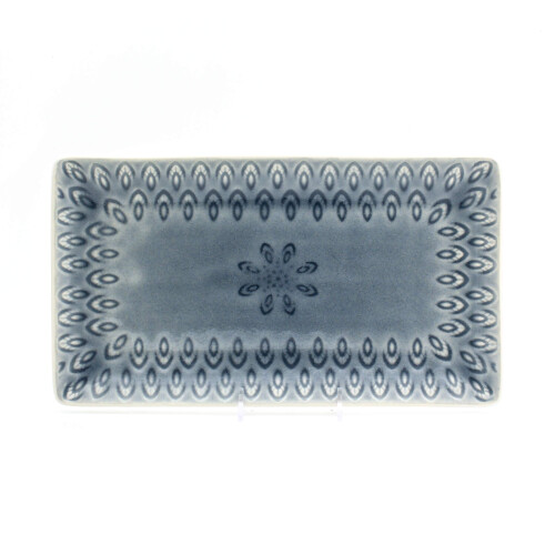 Euro Ceramica PK- Peacock Rectangular Platter  One Size  Grey