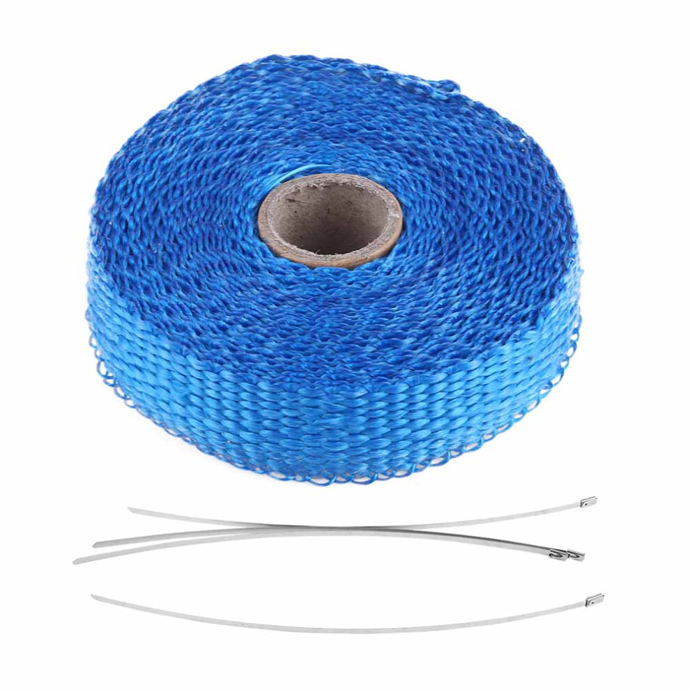5M Car Insulation Tape Exhaust Heat Wrap With 4 Blue 8320539642048