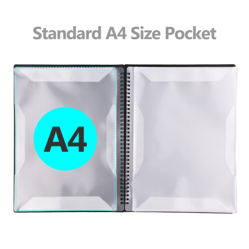 A4 Music Score Folder 40 Pockets Black, Durable PP, 32x25cm 2
