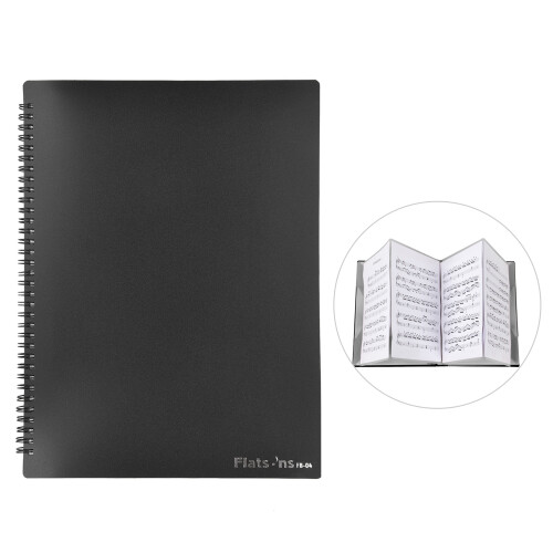 A4 Music Score Folder 40 Pockets Black, Durable PP, 32x25cm 1