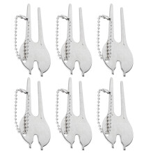 Golf Divot Tool Set - 6 Stück Tragbare Zinklegierung Gabeln mit Markierungen