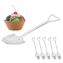 5 Stück Edelstahl Dessert-Kaffee-Löffel Eiscreme Kuchen Set Silber
