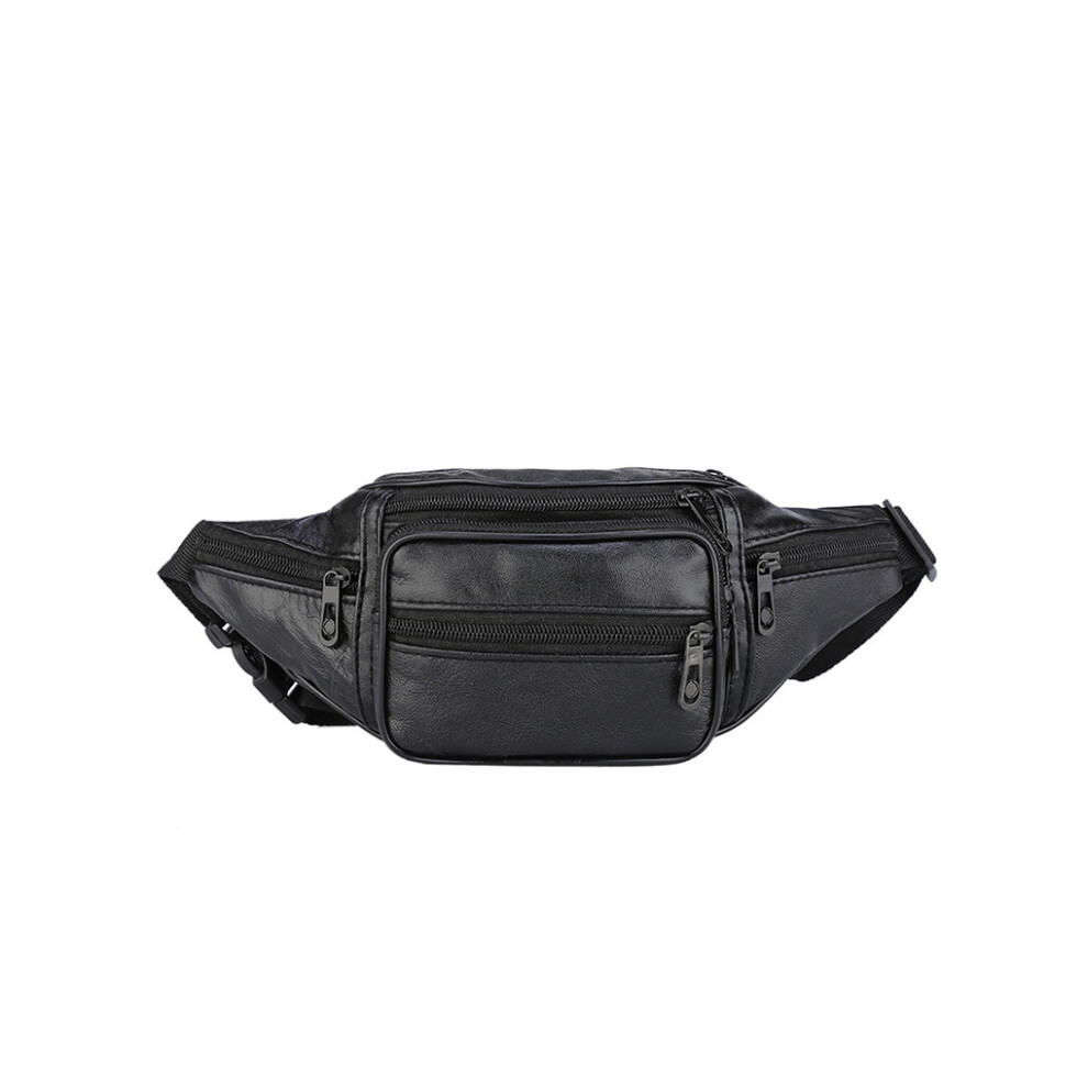 Leather Closure Waist Bag Fashionable Men's Waterproof Pocket Pouch-image-OPC-PK96G9X-NEW