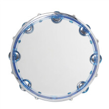 Large Double-Layered Tambourine for Adults - Plastic Professional Handheld Party Instrument in Blue Color
