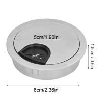 Zinklegierung 53mm Schreibtisch Kabeldurchführung Abdeckung Gebürstetes Silber Set mit 4 Stück