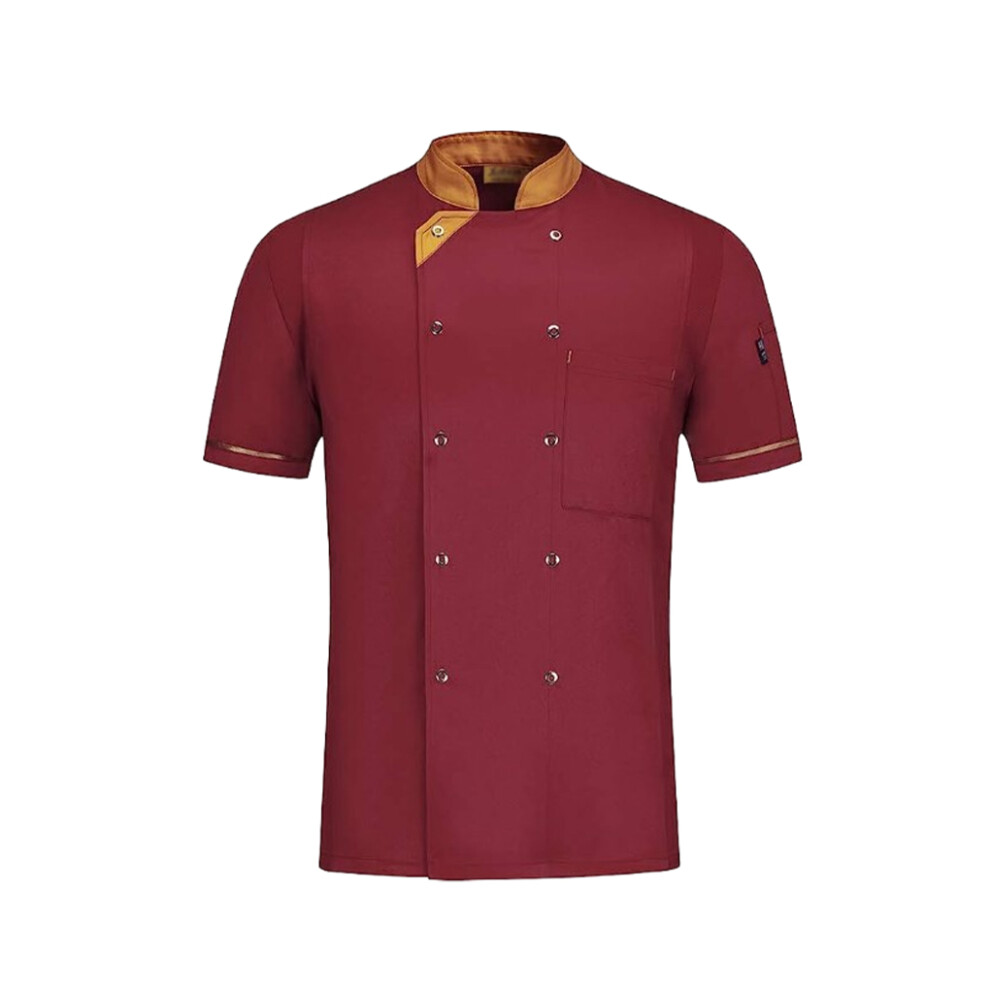 (Wine Red, 4XL) Professional And Convenient Breathable Fabric Kitchen Working Suit-image-OPC-PK96TBY-NEW