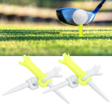 4Pcs PU Plastic 4-Claw Golf Tees with Rotating Ball Holder, White & Yellow