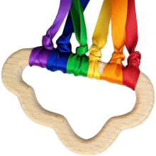 Holz-Regenbogen-Gurtschnuller-Set für Babys BPA-frei 2-teiliges Bundle