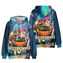 (XXS-Marineblau) 10 Farben Mode für Fans von Burgerpommes ICrimax Grafik bedrucktes Sweatshirt Outdoor