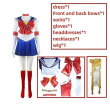 (A3-S)Anime Sailor Moon Cosplay Kostüm Tsukino Usagi Uniform Kleid Outfits Cosplay Gelbe Perücke Halloween