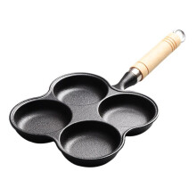 Cast Iron Egg Pan 4 Cup Non Stick Frying Pan for Induction and Gas Stove Heavy Duty 1100g Multifunctional Omelette Pan