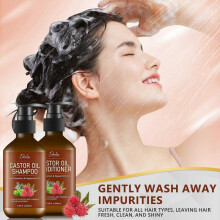 (1pc)Castor Oil Shampoo and Conditioner set - An Anti Hair Loss Set Thickening formula For Hair Regrowth, Anti Thinning Sulfate Free For Men & Women