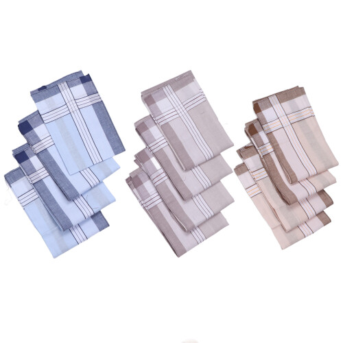 12 Pcs 40cm Cotton Men Handkerchiefs Elderly