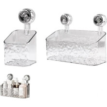 (S and L, transparent) Shower Caddy Suction Cup Shower Shelf, Bathroom Shower Basket NO-Drilling Shower Organizer Shelf for Shampoo Body Wash